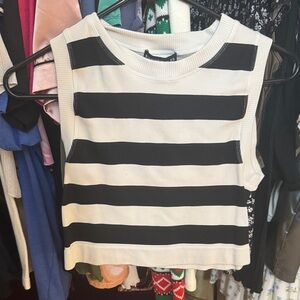 Sincerely Jules Black and White Striped Crop Top